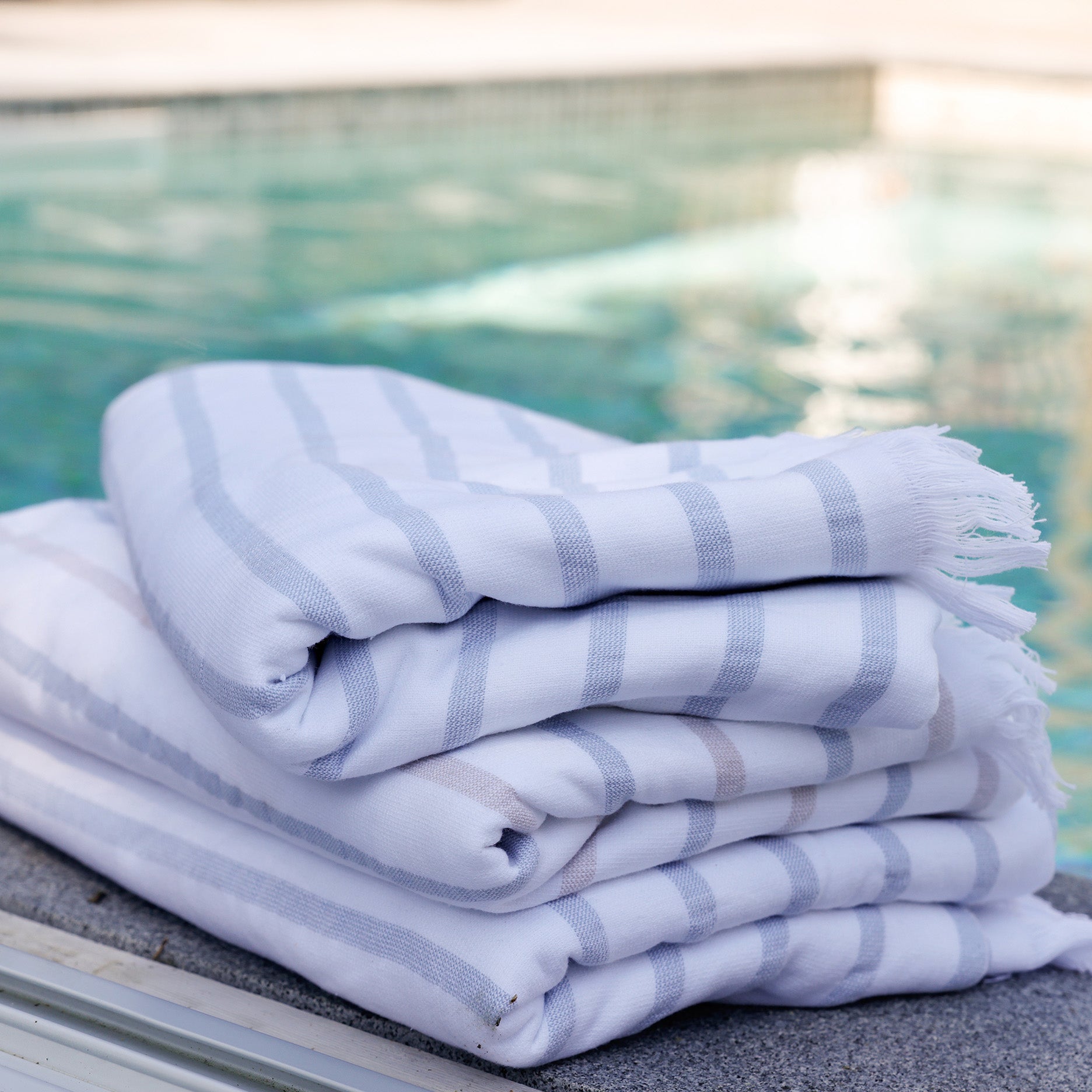 Hammam håndklæde 80x180 cm støvet blå striber